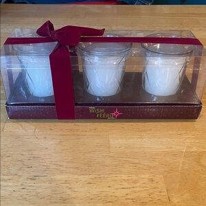 Rialto White Votive Candle 3-Pack with Burgundy Ribbon Gift Box